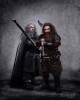 En esta siguiente foto aparecen Oin (John Callen) y Gloin (Peter Hambleton), primos lejanos de Thorin. Gloin es además el padre de Gimli, que más tarde formó parte de la Compañía del Anillo junto a Frodo.